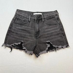 KanCan Black Jean Shorts Distressed Frayed Hem